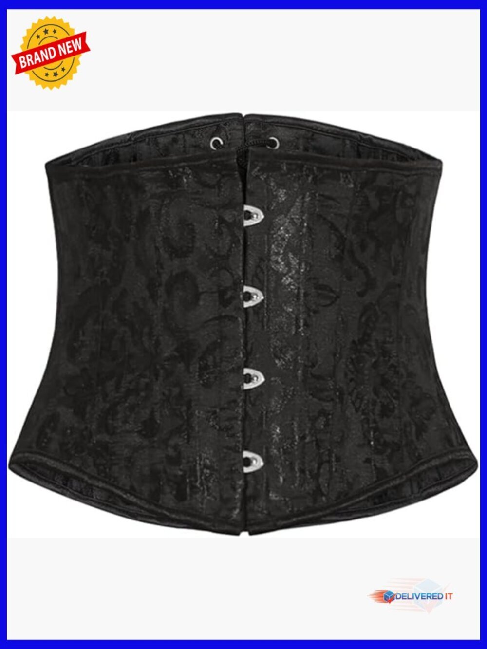 Steel Boned Waist Corset Lace Up Back Bust Floral Texture Busk Closure